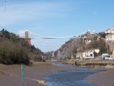 Avon Gorge with the slipway of Rownham Ferry in the foreground.